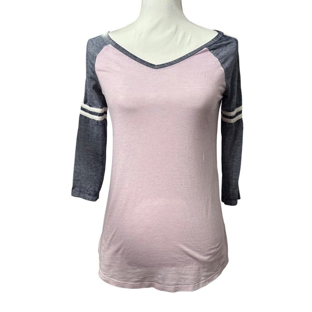 So Mori Girl Pink & Navy Casual Woodland Loungewear Boho Chic Womens Top Size XS